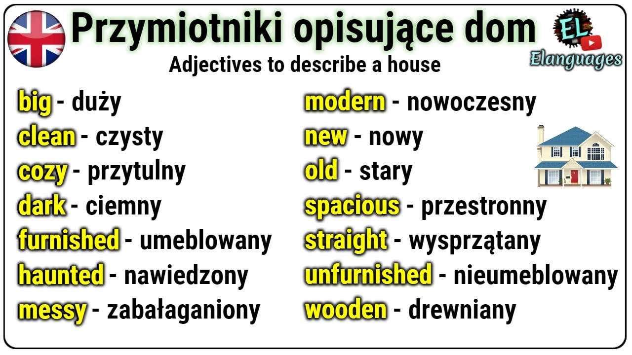Czy Pokoj Jest Gotowy Po Angielsku Pzymiotniki opisujące opis dom, pokój, budynek po angielsku