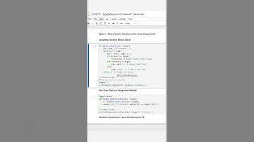 Python – Binary Search: Iterative vs One-Liner (Using bisect) 🚀 #PythonDSA #CodingInterview