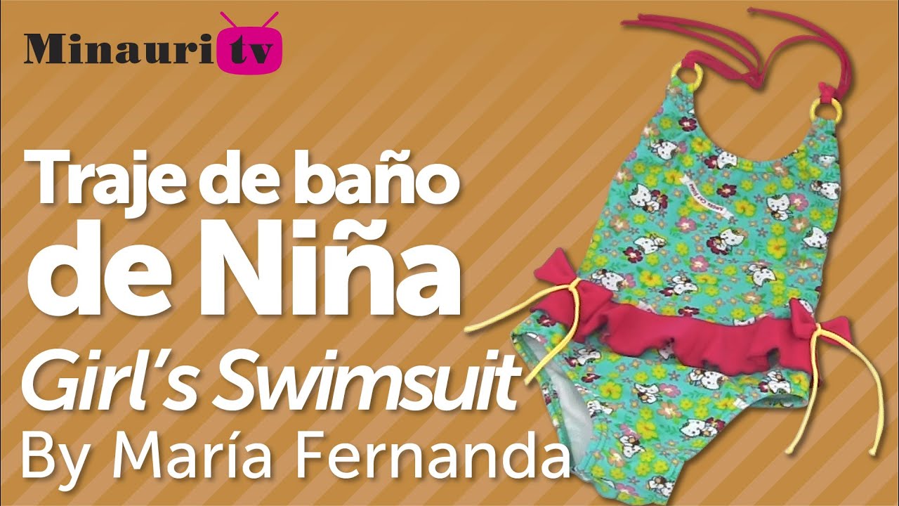 niña coser fácil con patrón gratis tallas 4-6-8 (girls swimwear - traje baño - fato banho) - YouTube