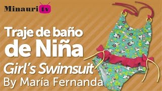 🏊⛱Bañador niña coser fácil patrón gratis tallas 4-6-8 (girls swimwear - traje baño - fato banho) - YouTube