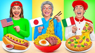 Eu vs Minha Vó No Desafio De Culinária | Comida de Vários Países Multi DO Challenge