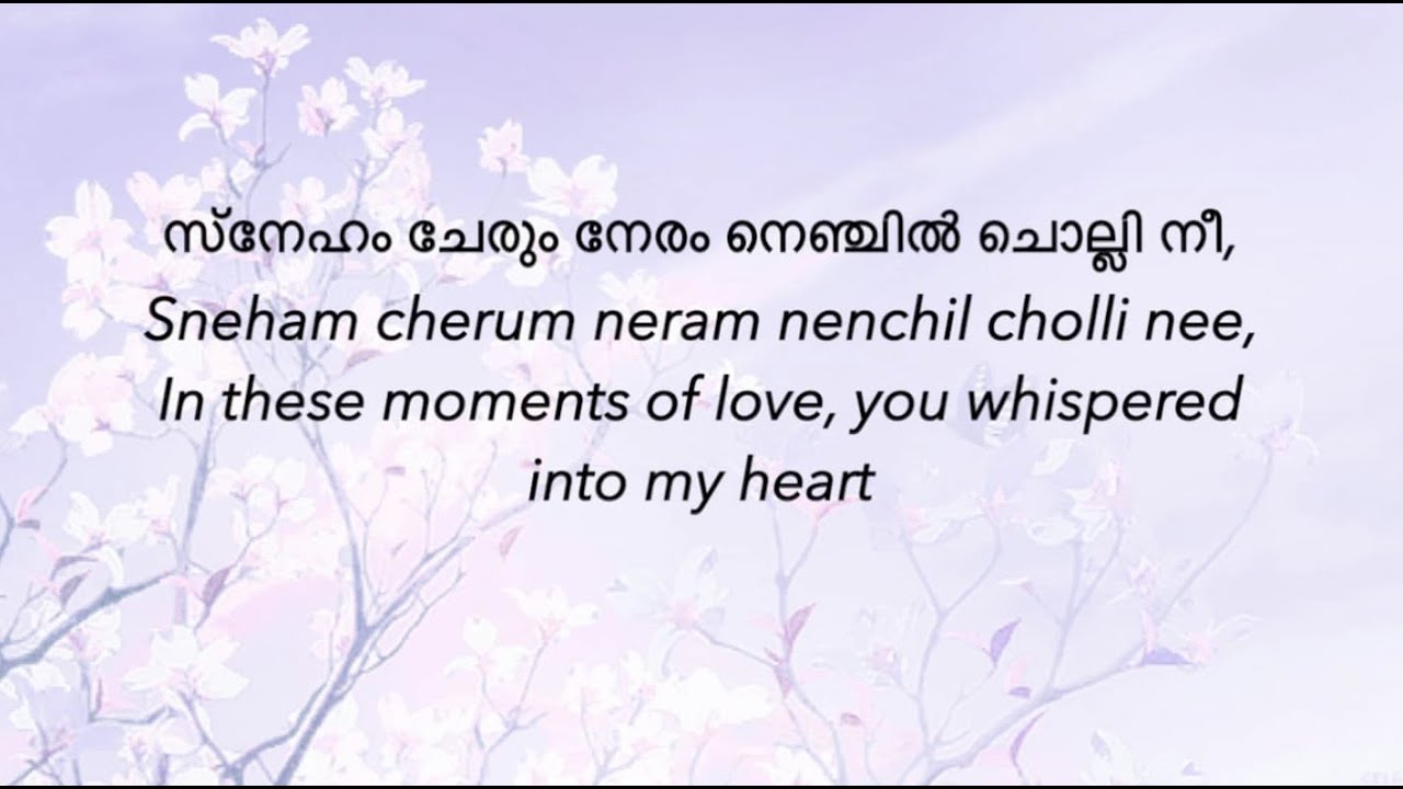 Sneham cherum neram lyrics