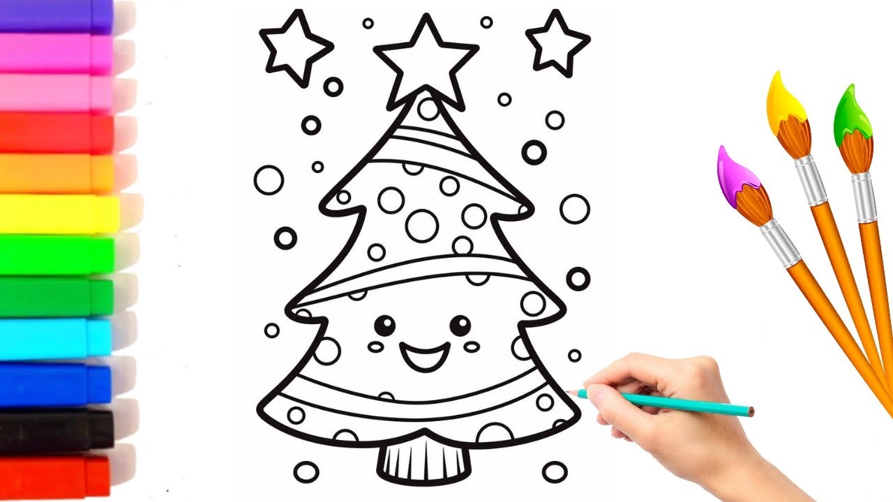 Magic Christmas Tree 🎄 Drawing,Coloring for Kids,Toddlers, Christmas Tree Coloring Pages,Kids Art