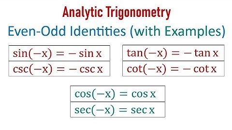 Even-oneven trigonometrische identiteiten met voorbeelden