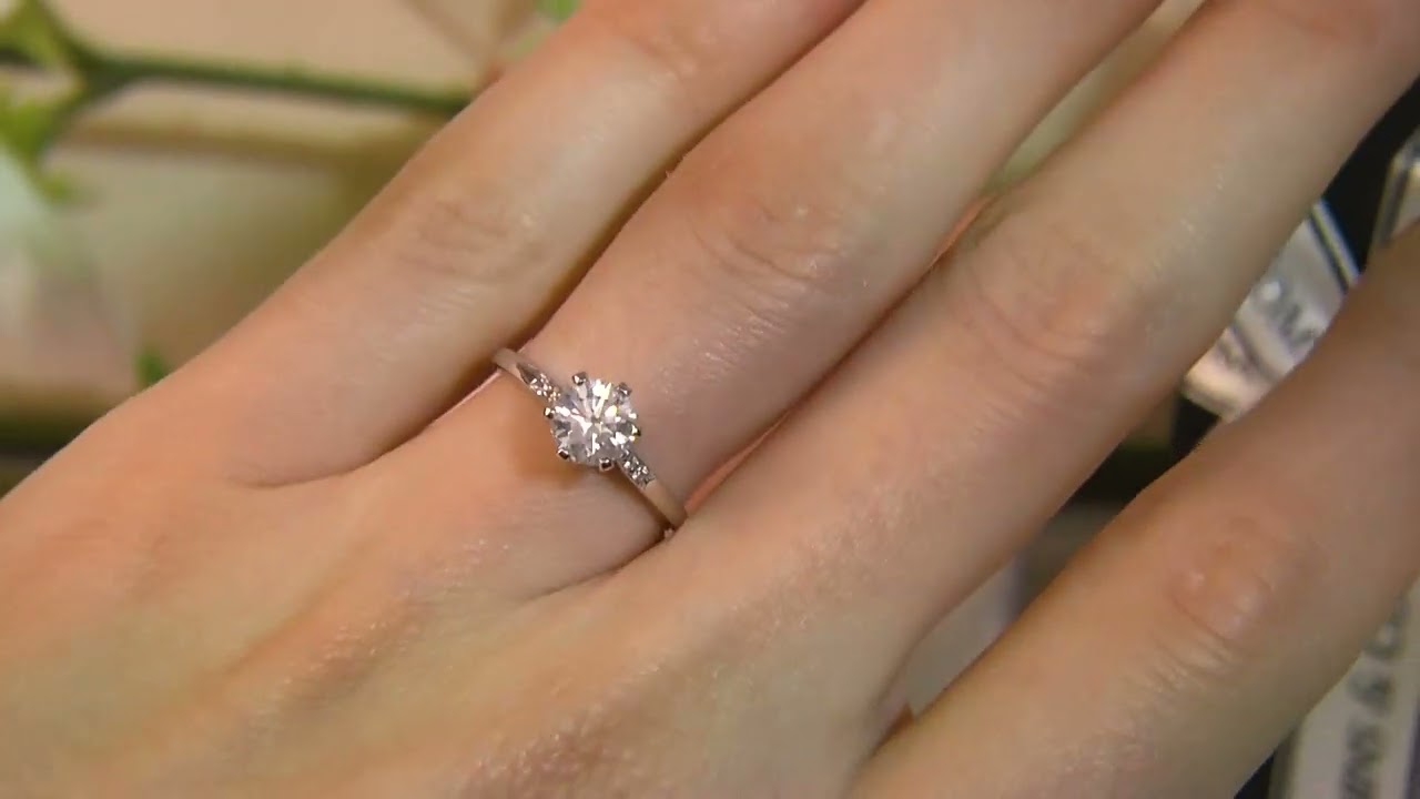 SD080 Six Claw Side Stone Diamond Engagement Ring