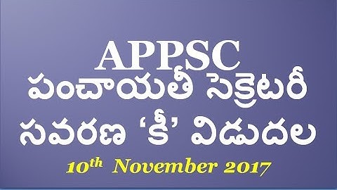 APPSC GROUP3 PANCHAYATI SECRETRY REVISED KEY-10th November 2017