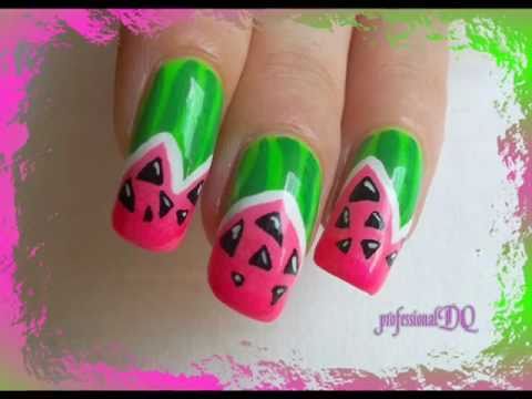 ABSTRACT Watermelon Nail Art! - YouTube