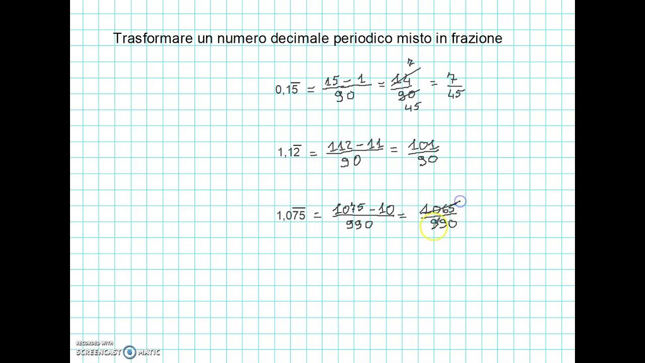Come Si Trasformano I Numeri Periodici In Frazioni Trasformare un numero decimale periodico misto in frazione - YouTube