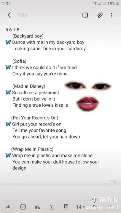 TIKTOK MUSIC✨ 🦋Back Yard Boy 🦋Sofia 🦋Mad At Disney 🦋Put Your Record’s On 🦋Wrap Me in Plastic