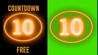 Green Screen orange countdown , Chroma Key countdown orange   timer, 10 seconds, pantalla verde