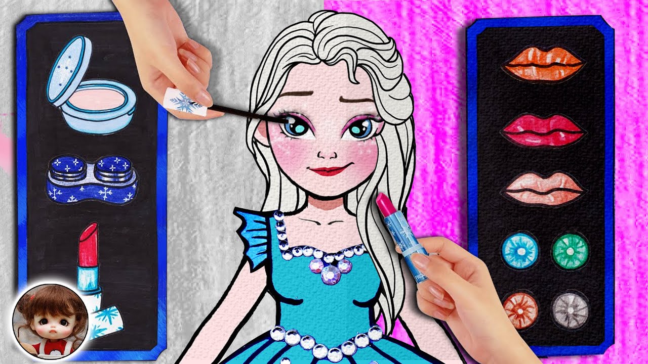 Học Làm Búp Bê Giấy - Trang Điểm Lộng Lẫy Cho Elsa Như Thế Nào ? - Câu  Chuyện Của Barbie - Youtube