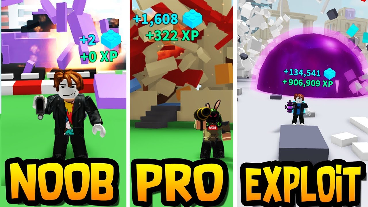 Noob Vs Pro Vs Exploiter Destruction Simulator Roblox Youtube - roblox destruction simulator noob vs pro vs hacker