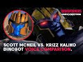 Audio Clips Of Scott McNeil Vs. Krizz Kaliko Voicing Dinobot | Netflix's Transformers WFC Kingdom