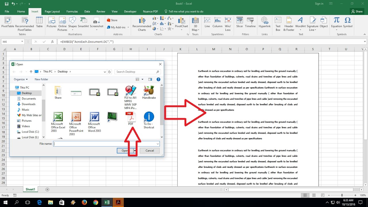 how-to-insert-add-pdf-file-into-ms-excel-easy-steps-youtube