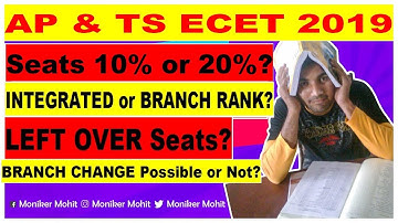 AP & TS ECET Seats % II INTEGRATED or BRANCH RANK II BRANCH CHANGE Details
