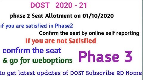 TS DOST 2020 Phase 2 seat allotment I online self reporting I Phase 3 weboptions