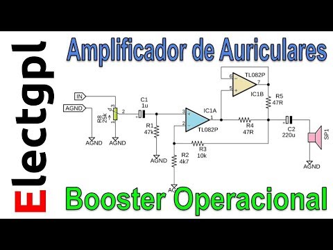 Amplificador de Auriculares con Operacional, Booster Seguidor