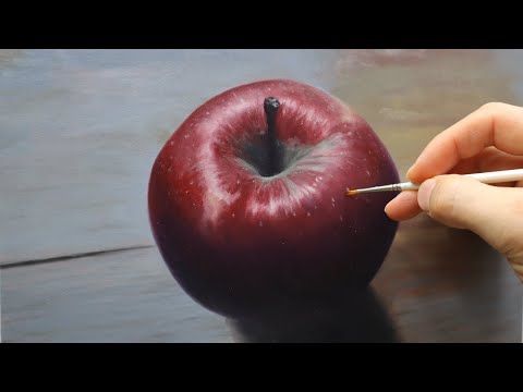 How to paint a realistic apple  apple painting tutorial