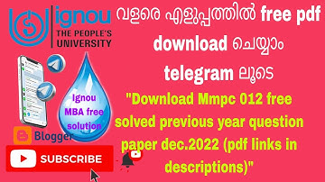 Mmpc 012 Dec 2022 free solved previous year question paper pdf links in description