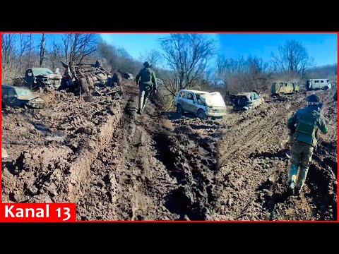 Footage from the only road used by Ukrainian army to enter Bakhmut