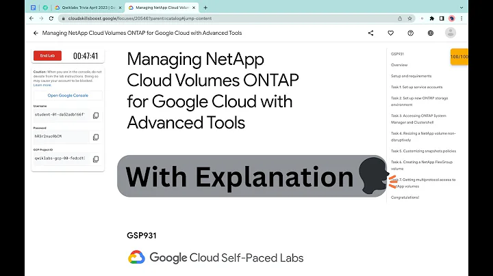 Managing NetApp Cloud Volumes ONTAP for Google Cloud with Advanced Tools || #qwiklabs || #GSP931