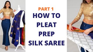 Part 1: How to Pleat Silk Saree | How to Wear Saree for Beginners | Pallu Pleating Tutorial screenshot 4