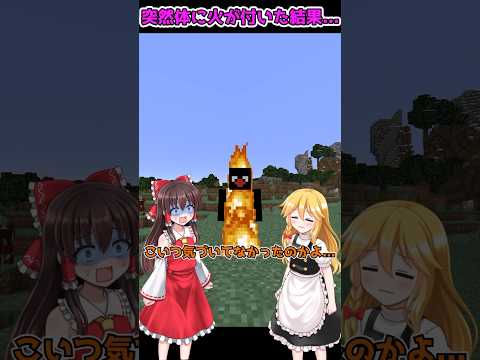突然体に火が付いた霊夢の末路...！？【マイクラ・マインクラフト】【ゆっくり実況】#Shorts
