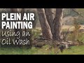 USING AN OIL WASH FOR DEFOLIATED TREES - Plein Air Painting Landscapes