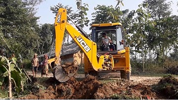 JCB Backhoe Loader Machine Making A Diversion - JCB 4×4 Working Bridge Construction