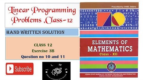 Linear Programming Problem Class 12 | Exercise 3B | #Odisha Board