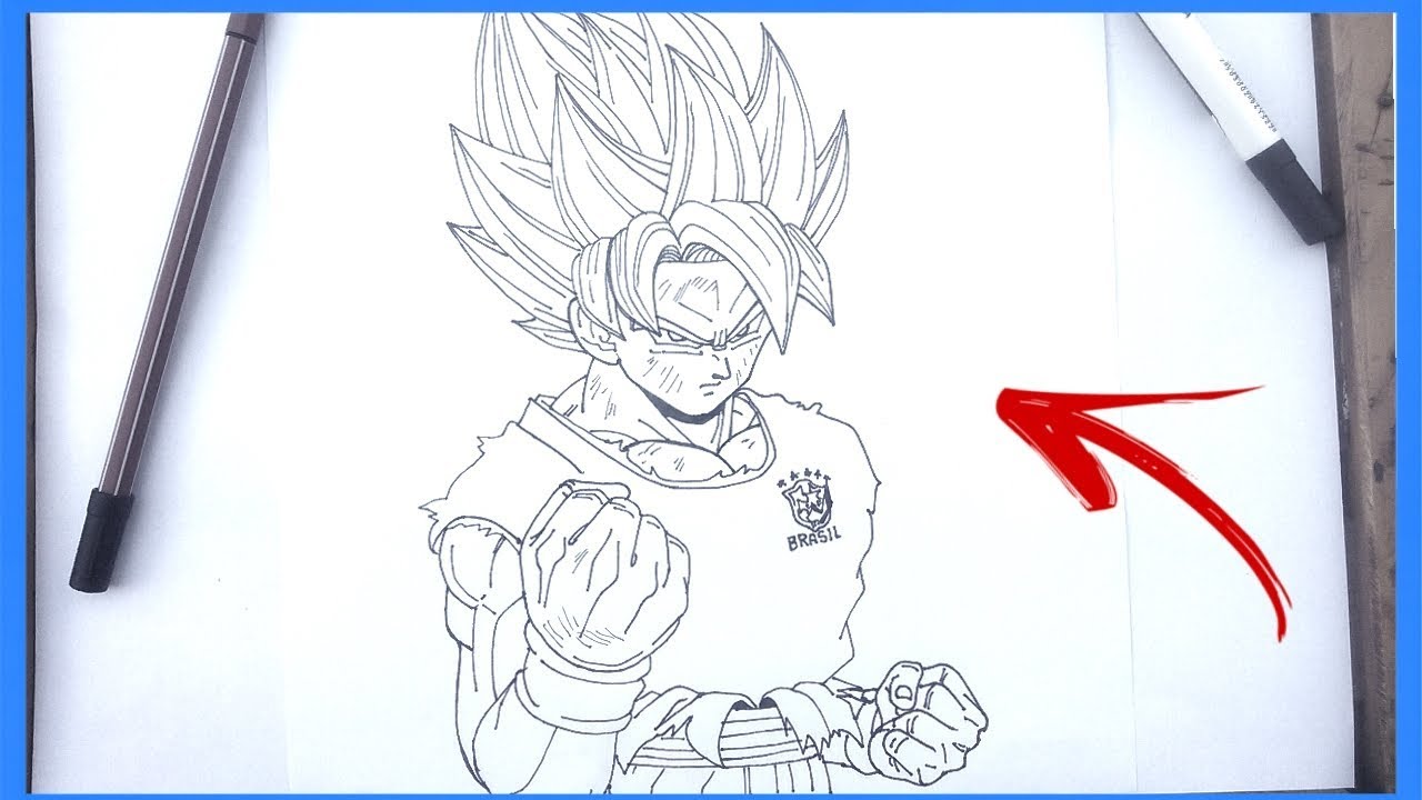 Desenhando o Goku ssj Blue ( semi realista ) Drawing Goku ssj blue - Dragon  ball super broly 