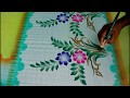 pink and blue colours combination saree Pallu freehand painting bunches design || fabric painting