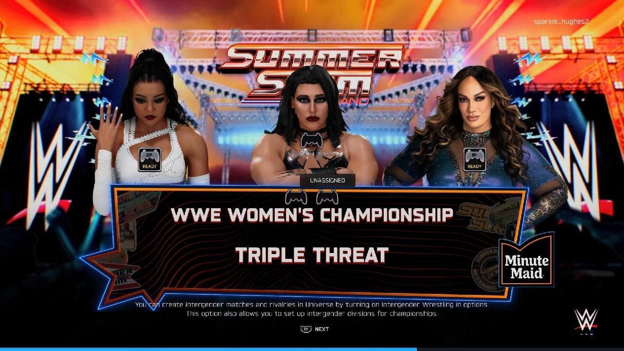 WWE 2K25 Rhea Ripley Vs Roxanne Perez Vs Nia Jax - Women's Title - Summerslam