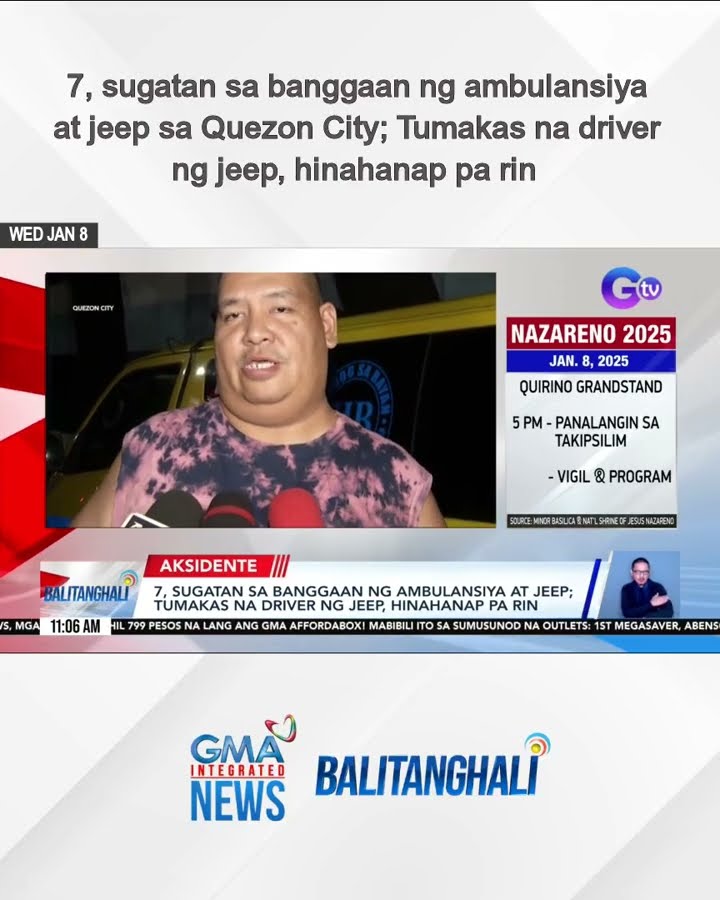 7, sugatan sa banggaan ng ambulansiya at jeep; Tumakas na driver ng jeep... | Balitanghali