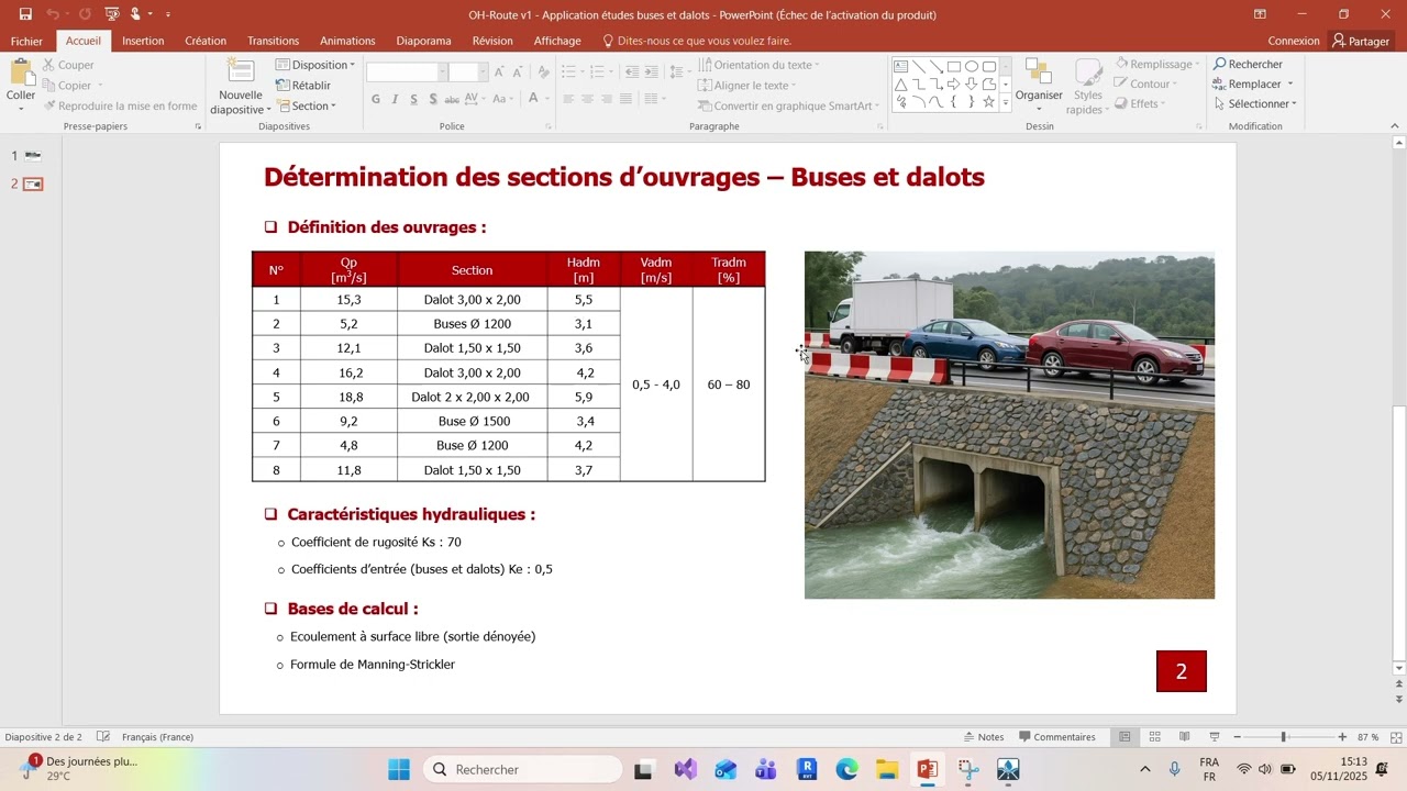 OH-Route v1 - Dimensionnement hydraulique des buses et dalots