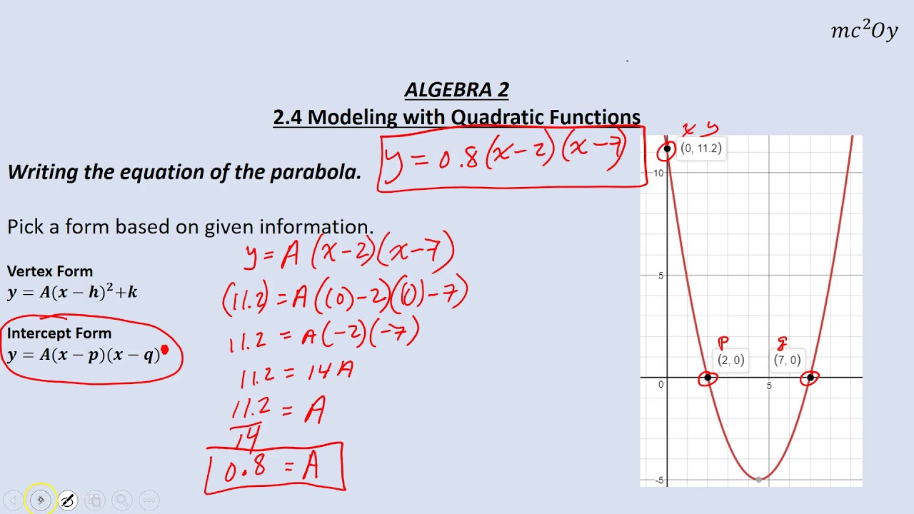 modeling with quadratic equations assignment active