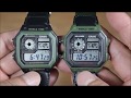 CASIO WATCH 卡西歐十年電池世界地圖時間黑.綠色帆布帶電子腕錶 AE-1200WHB-1B.3B