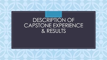 Capstone Video Reflection