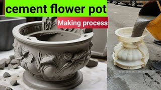 Cement craft | Making a Cement Flower Pot in Plastic Mold | Cement Creativity