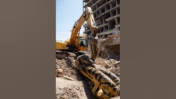 Excavator Strike A Giant Python #ExcavatorEncounter #GiantPython #WildConstruction