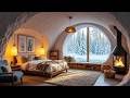 A-Frame Cabin Winter Storm | Comforting Fire Crackle &amp; Howling Wind (No Music)