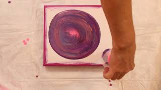 (182) FOR HARMONY Acrylic Straight Pour Painting in Purple & Pink. AMAZING!!!