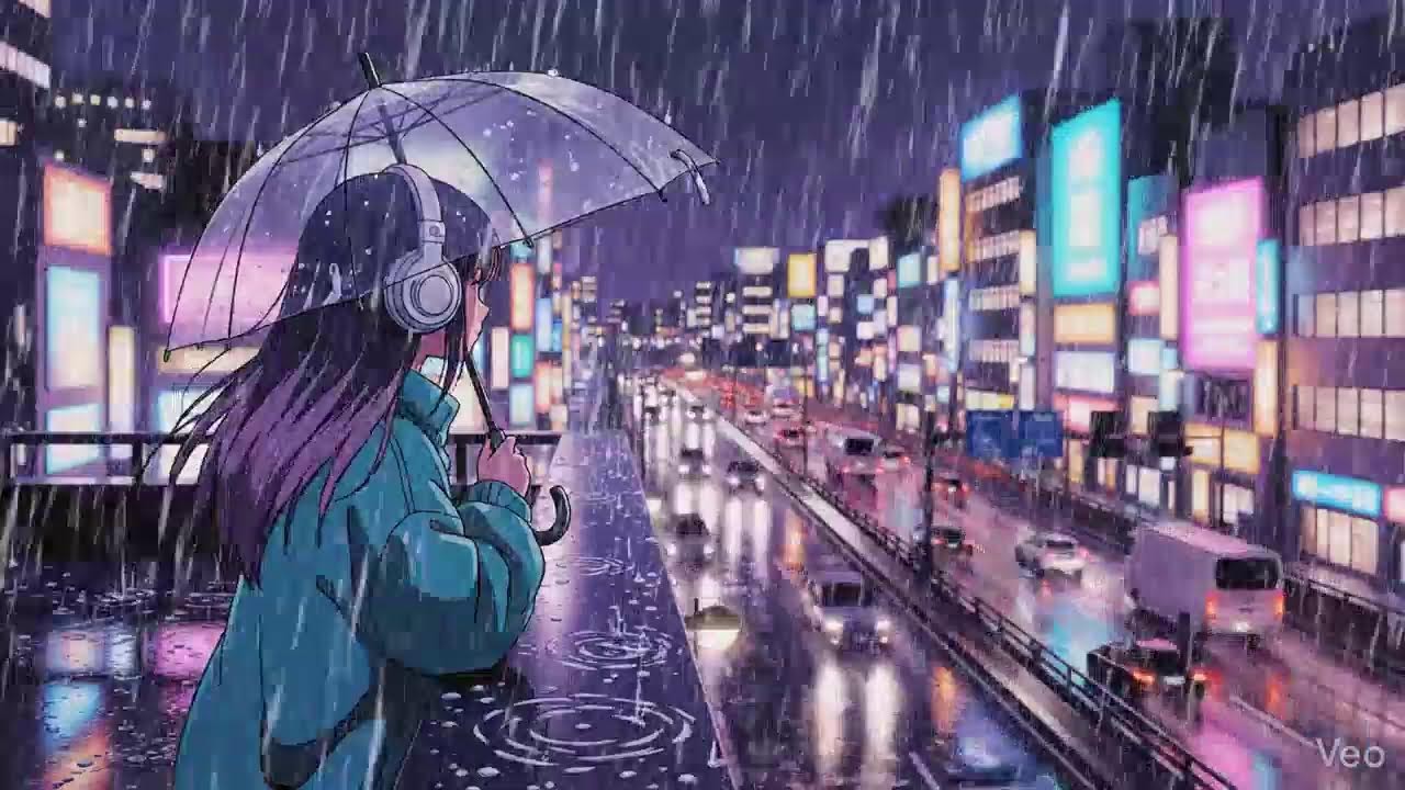 Japanese Neon Rain 🌧️ Night Lofi for Focus & Relax