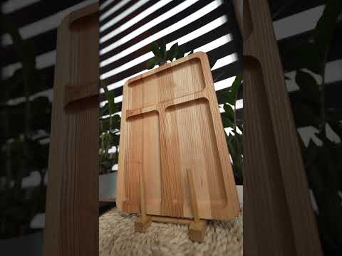 Дошка для подачі на 3 секції дерев'яна менажниця 35×25 см Wood Lugi, прямокутна ясен сервірувальна, видео 1
