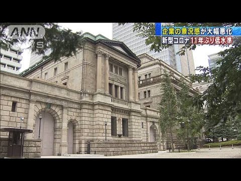 日銀短観11年ぶり低水準　企業の景況感が大幅悪化(20/07/01)