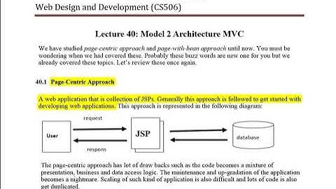 short lecture cs506#40 web design development |urdu Model 2 MVC vu by leraning  short  notes