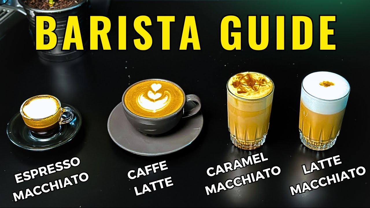 Обучение бариста для начинающих/ узнайте разницу между эспрессо макиато, латте и карамельным макиато