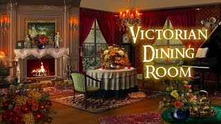 Victorian Dining Room 🕯️ ASMR rainy thunderstorm ambience 🌧️ (rain, thunder, fire, soft wind) screenshot 3