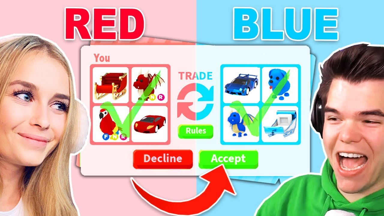 One Color Trading Challenge With My Boyfriend In Adopt Me Roblox Youtube - adopting a child roblox wjelly fitz