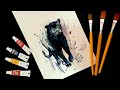 Watercolor Painting Black Panther || black Panther Watercolor Painting ||leopard Painting Watercolor